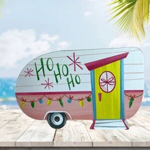 Camper Home Block Table Decor Wood Decoration HO! HO! HO! Tropical